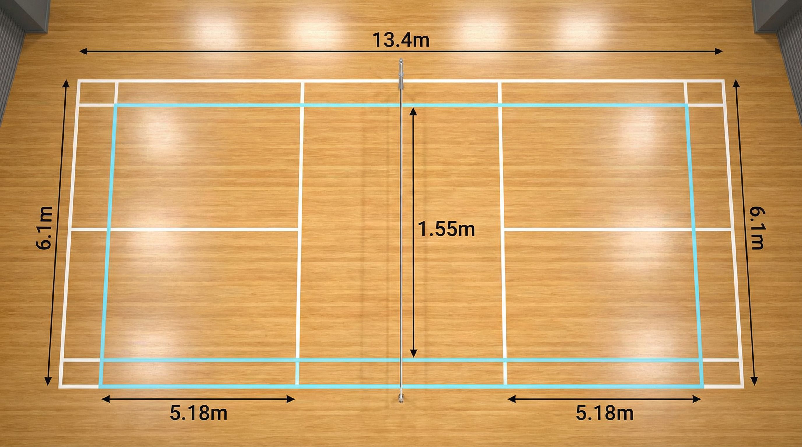 Dimensions d’un terrain de badminton : mesures officielles et repères clairs Dimensions d’un terrain de badminton : mesures officielles et repères clairs